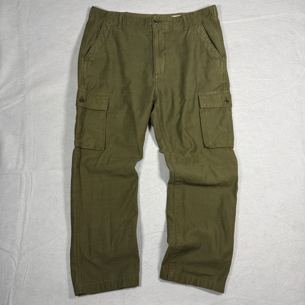 Outerknown Cargo Fatigue Pants Mens 32x26 Olive Green Organic Cotton Ripstop